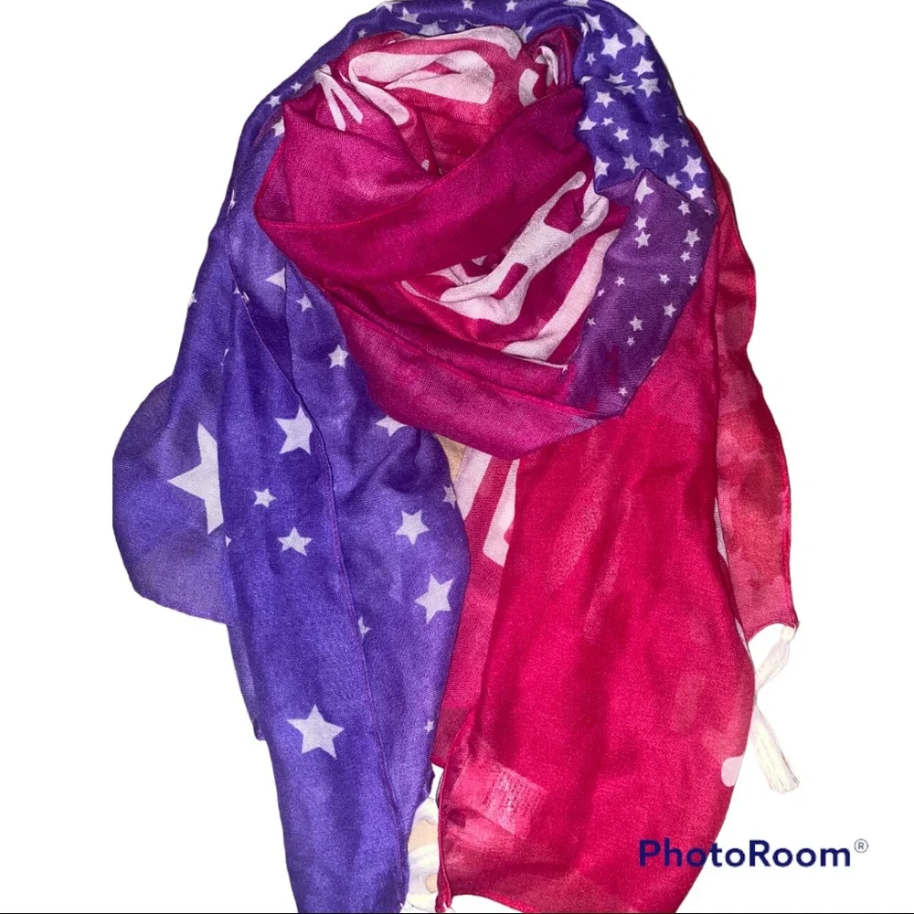 Vibe Inspirations Pink Purple Ombré Stars Sheer Lightweight Scarf